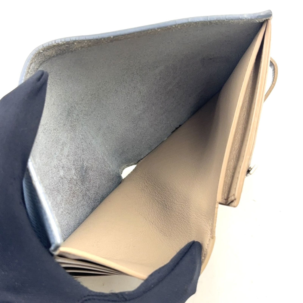 Celine Medium Strap Wallet Leather Beige Light Blue Bifold Silver — view 8