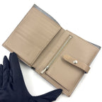 Celine Medium Strap Wallet Leather Beige Light Blue Bifold Silver — view 3