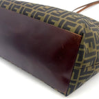 Fendi Zucca Pattern Leather Canvas Brown Tote Bag Silver — view 8