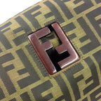 Fendi Zucca Pattern Leather Canvas Brown Tote Bag Silver — view 6