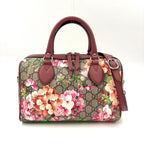 Gucci GG Supreme Leather Pink Purple Beige Multicolor Handbag Silver