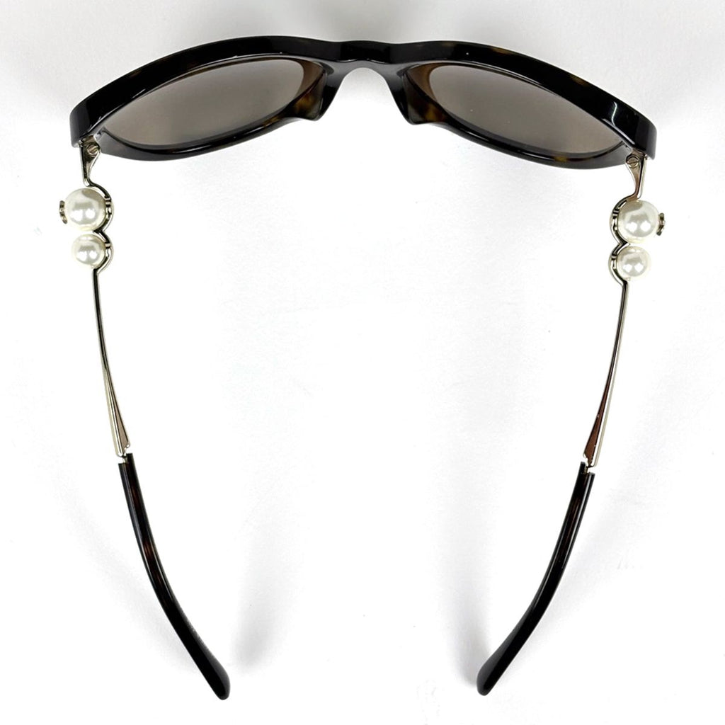 Chanel Sunglasses CC Logo Acetate Faux Pearl Brown Eyewear — view 3