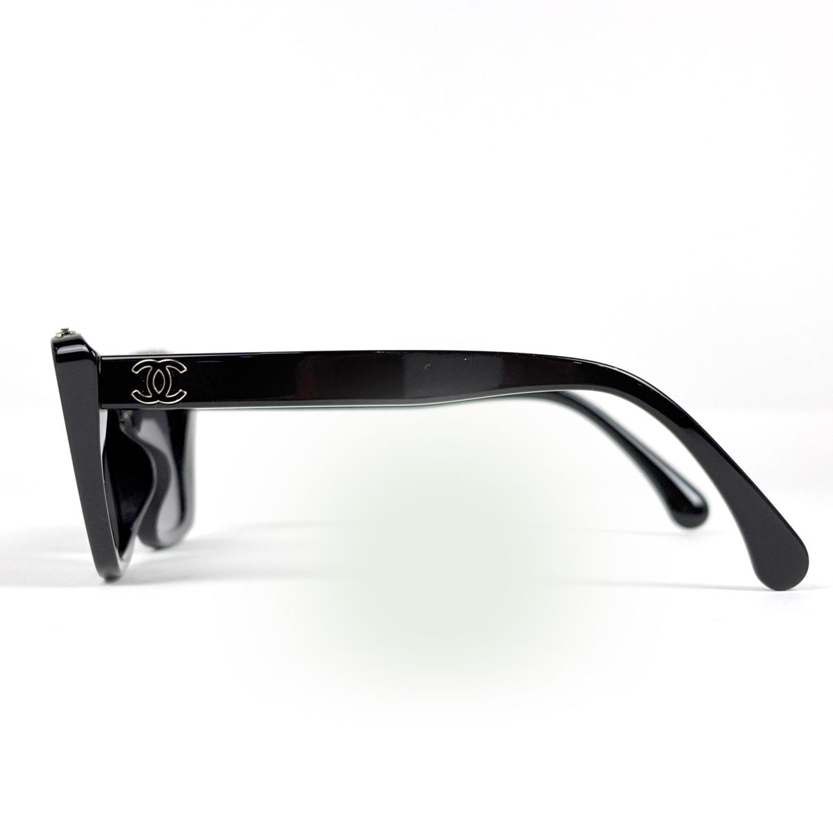 Chanel Butterfly Shape Sunglasses CC Logo Acetate Black Eyewear — view 2