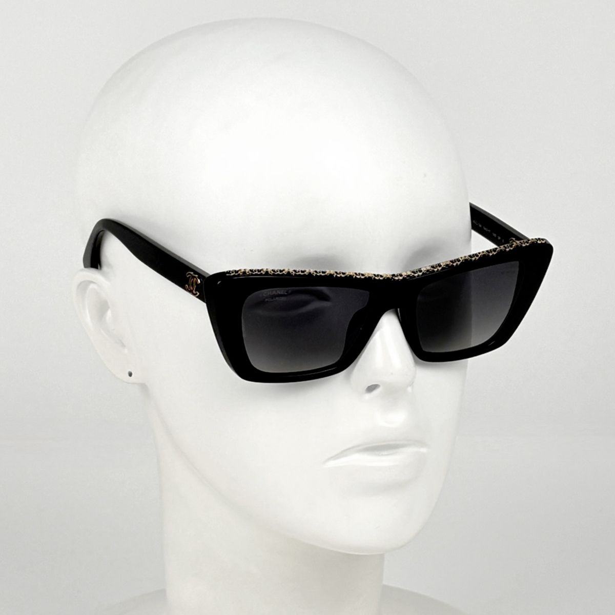 Chanel Butterfly Shape Sunglasses CC Logo Acetate Black Eyewear — view 6