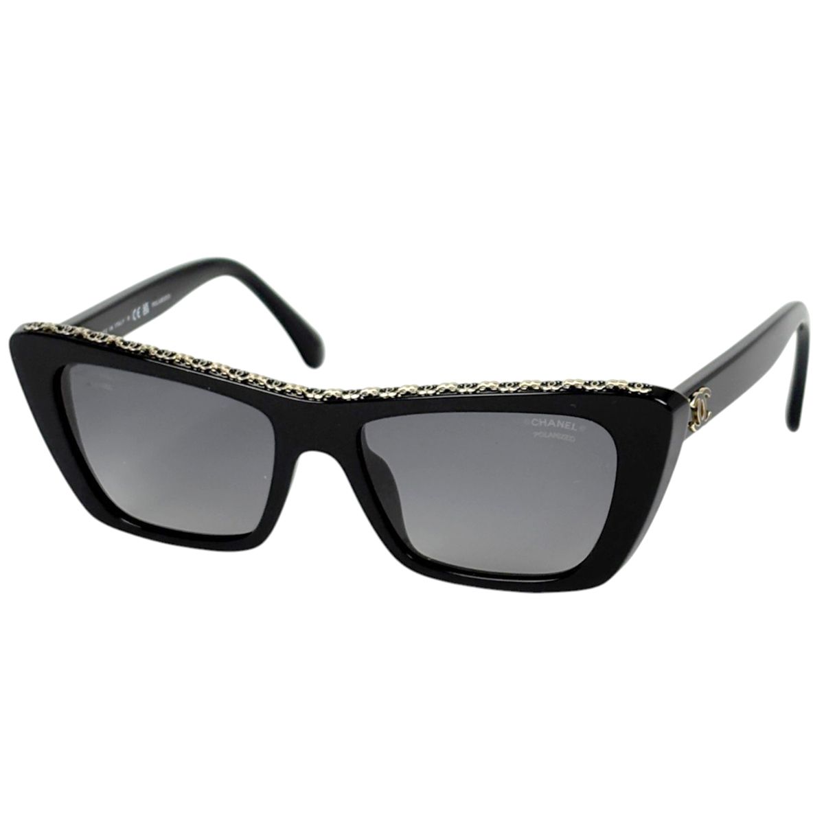 Chanel Butterfly Shape Sunglasses CC Logo Acetate Black Eyewear