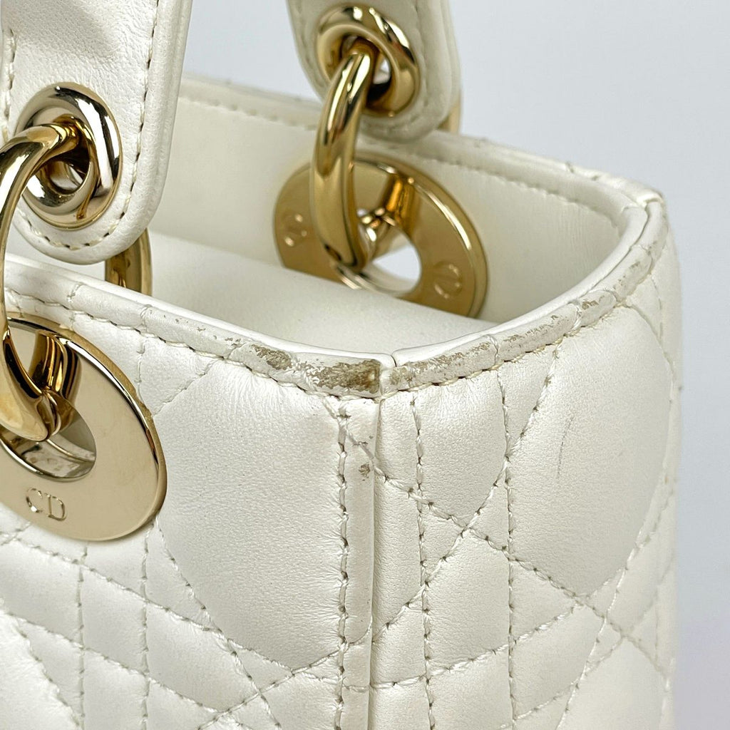 Dior Handbag Lady 2-Way Leather White — view 5