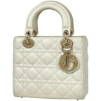 Dior Handbag Lady 2-Way Leather White