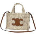 Celine Handbag Small Cabas Thais Triomphe 2-Way Canvas Beige