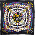 Hermes Carre 90 Petite Scarf Seamstress Silk Black Multicolor
