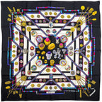 Hermes Carre 90 Petite Scarf Seamstress Silk Black Multicolor
