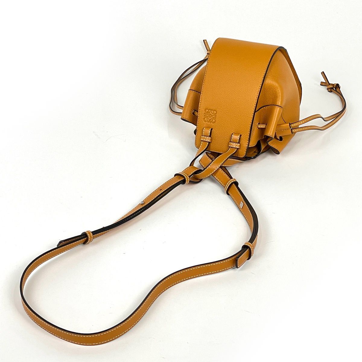 Loewe Handbag Hammock Drawstring Mini 2-Way Anagram Leather Brown — view 6