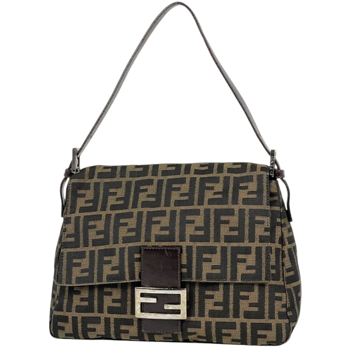 Fendi Shoulder Bag Zucca Pattern Mamma Baguette Canvas Brown