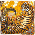 Hermes Carre 90 Tyger Scarf Tiger Silk Orange Multicolor