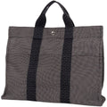 Hermes Herline Tote MM Handbag Nylon Canvas Gray Black