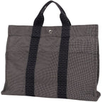 Hermes Herline Tote MM Handbag Nylon Canvas Gray Black