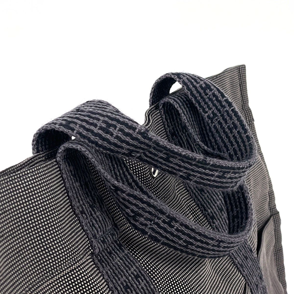 Hermes Herline Tote MM Handbag Nylon Canvas Gray Black — view 6
