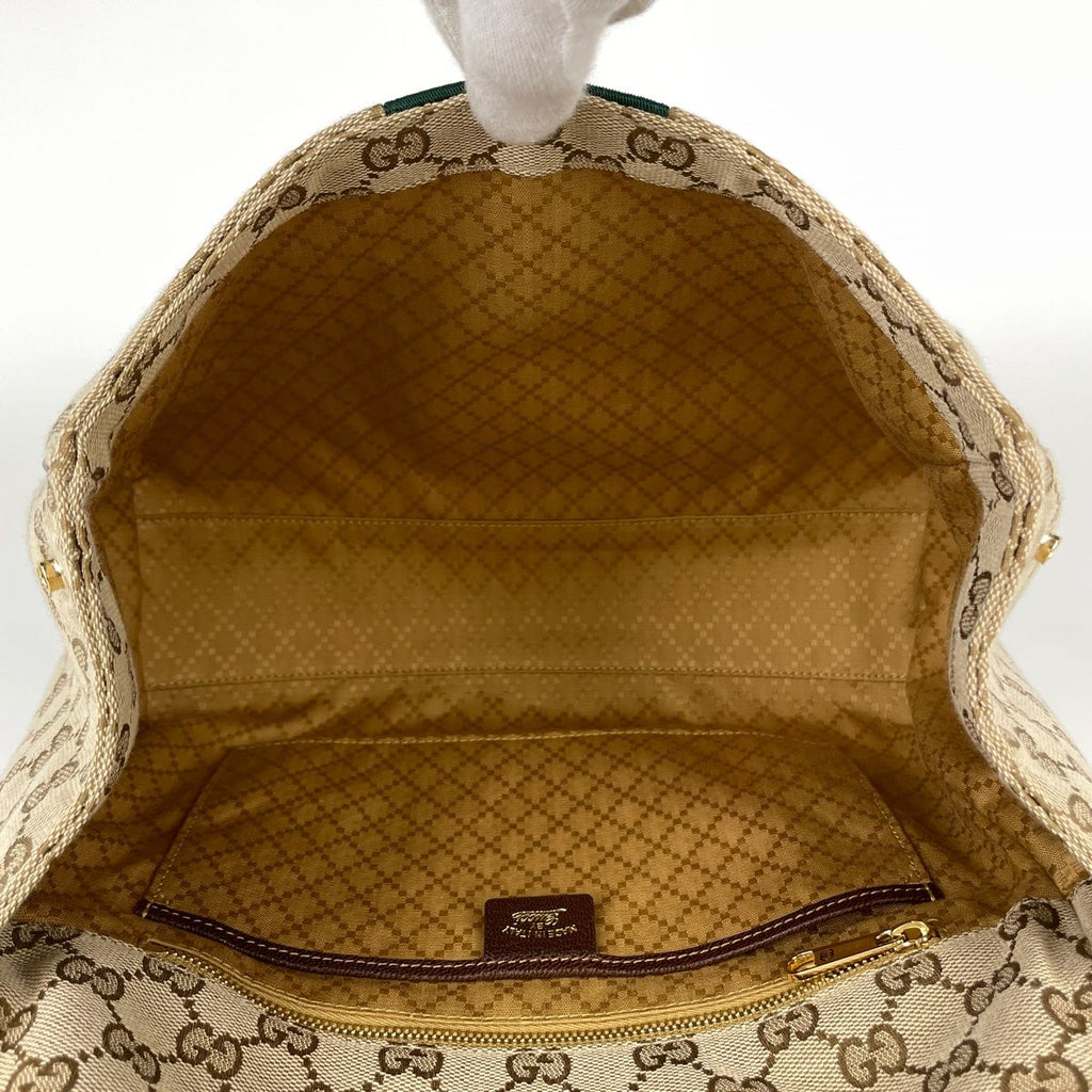 Gucci Paparazzo Medium Top Handle Bag Handbag 2-Way Horsebit GG Canvas Beige — view 6