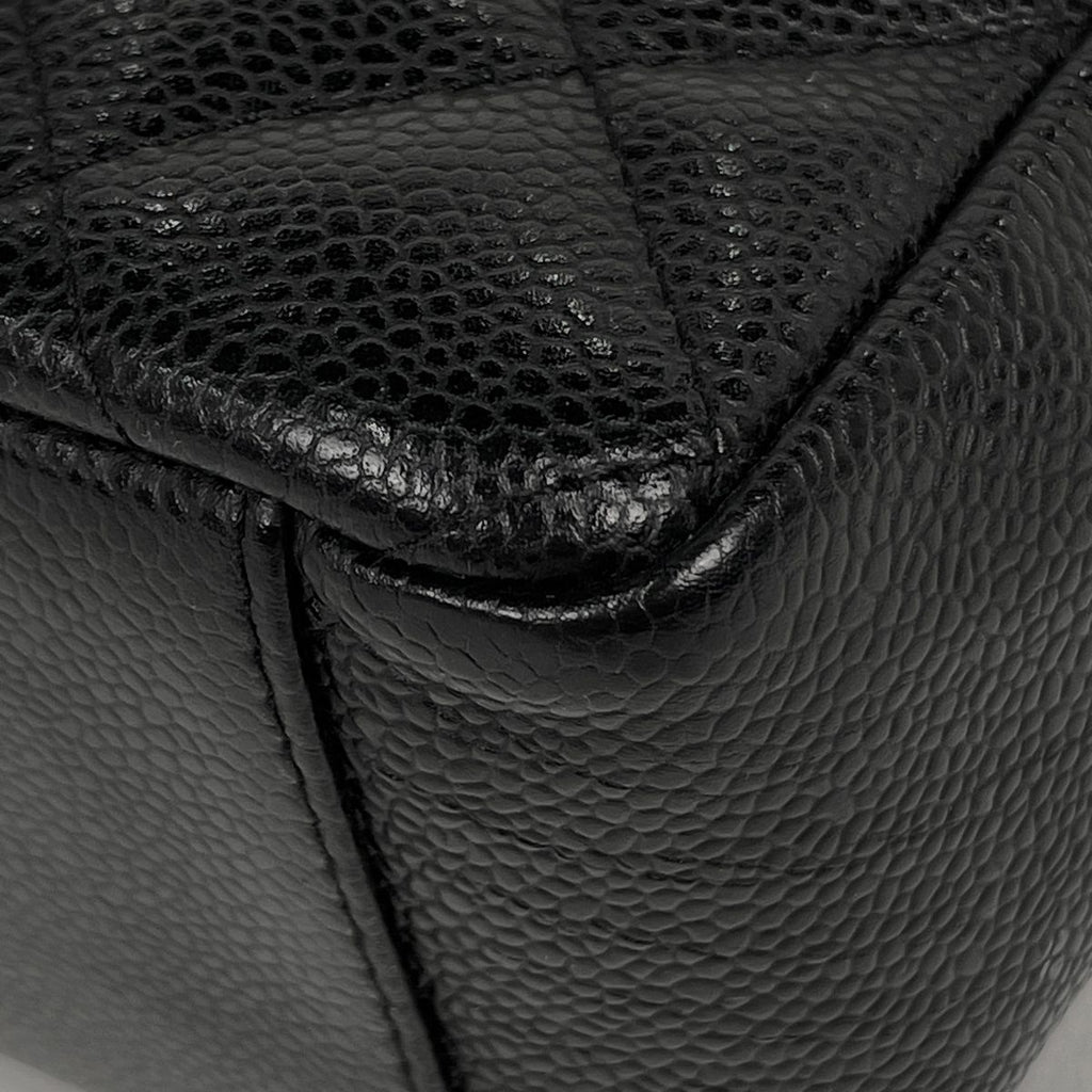 Chanel Tote Bag CC Logo Quilted Petite Shopping PST Caviar Leather Black — view 3
