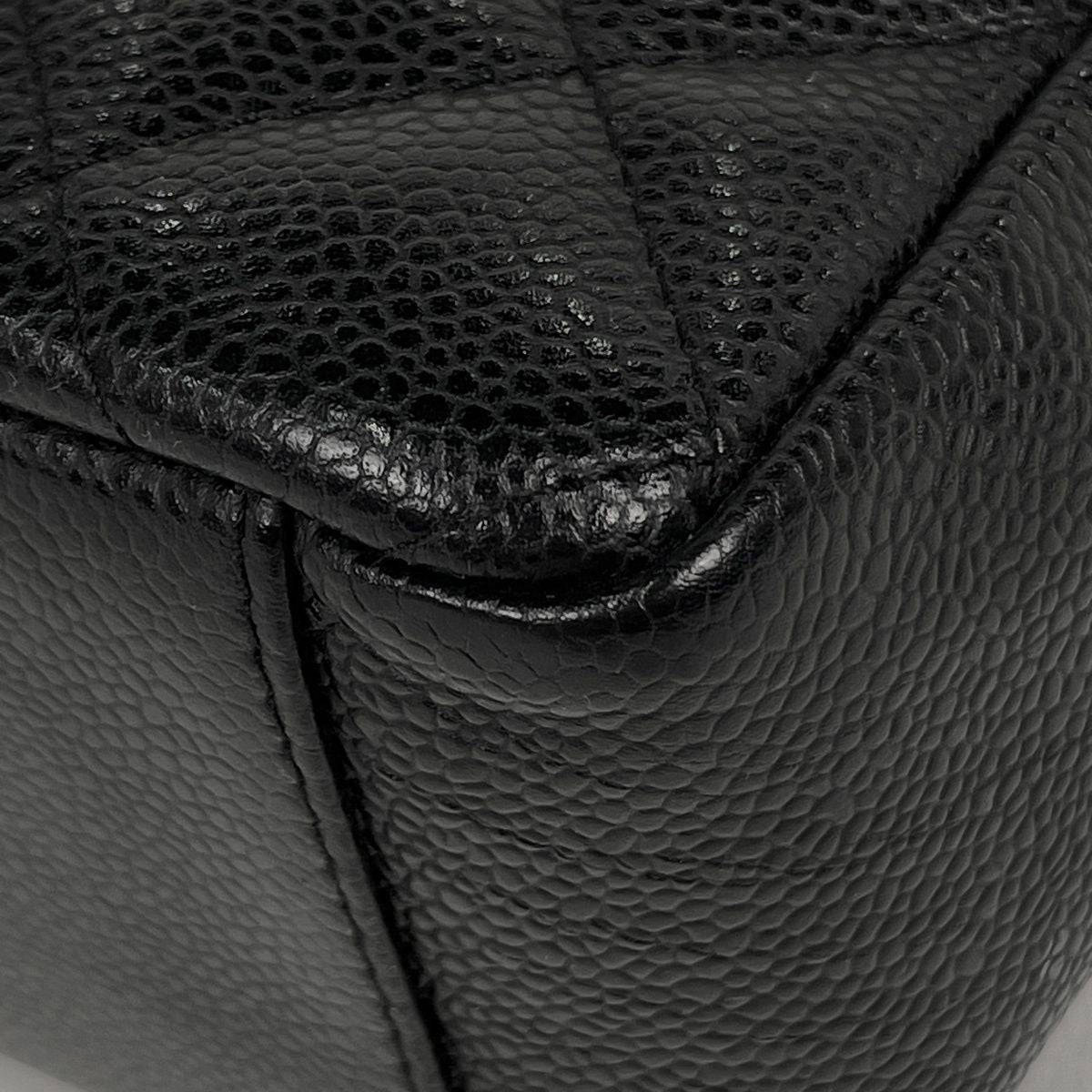 Chanel Tote Bag CC Logo Quilted Petite Shopping PST Caviar Leather Black — view 3