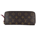 Louis Vuitton Portefeuille Clemence Wallet Zip Around Monogram Brown Fuchsia