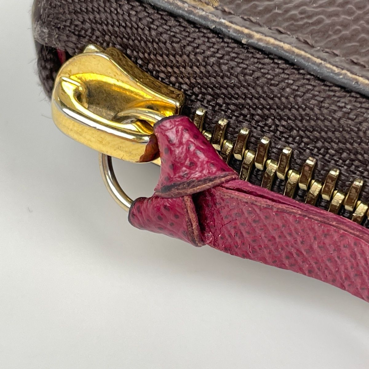 Louis Vuitton Portefeuille Clemence Wallet Zip Around Monogram Brown Fuchsia — view 5