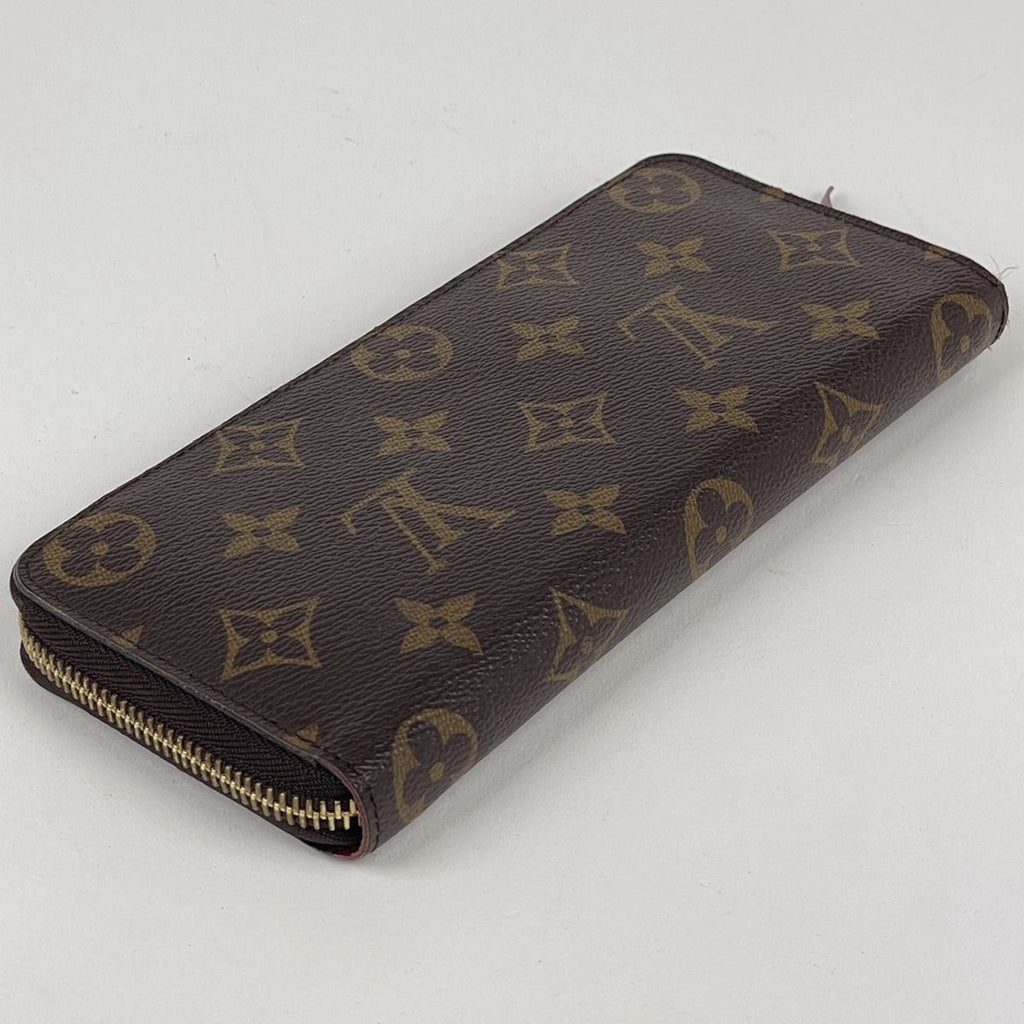Louis Vuitton Portefeuille Clemence Wallet Zip Around Monogram Brown Fuchsia — view 2