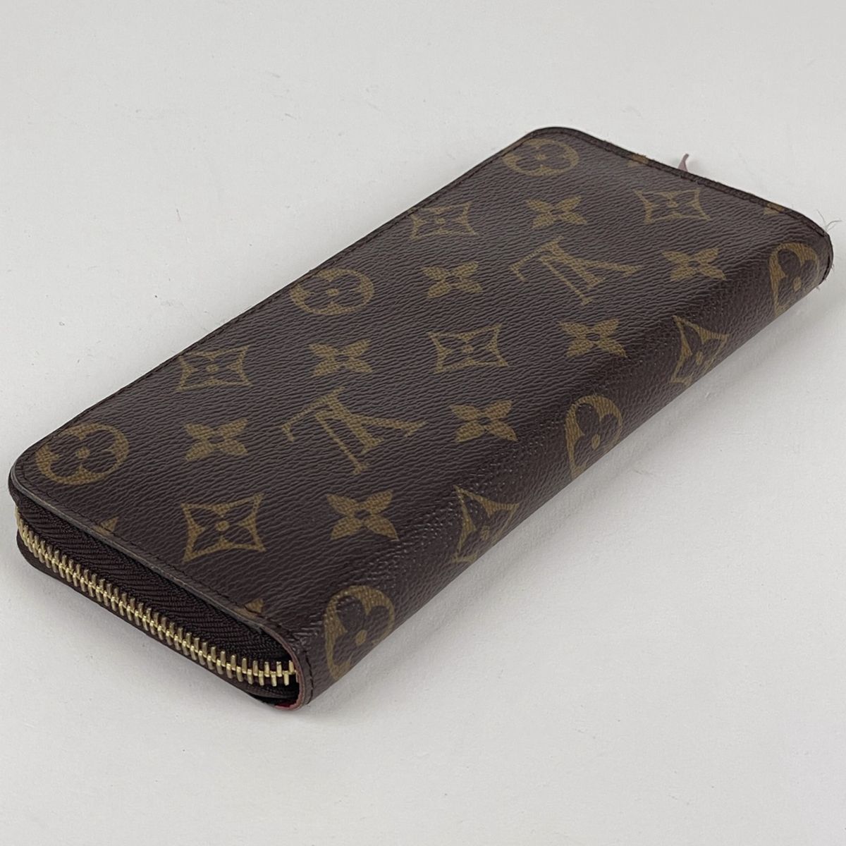Louis Vuitton Portefeuille Clemence Wallet Zip Around Monogram Brown Fuchsia — view 2