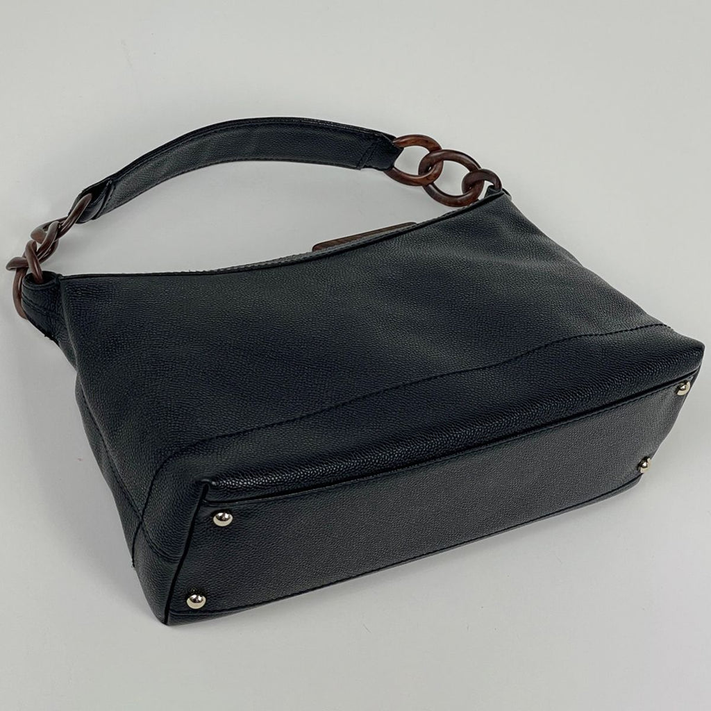 Chanel Shoulder Bag CC Logo Wood Chain Caviar Leather Black — view 2