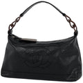 Chanel Shoulder Bag CC Logo Wood Chain Caviar Leather Black