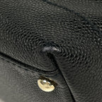 Chanel Shoulder Bag CC Logo Wood Chain Caviar Leather Black — view 3