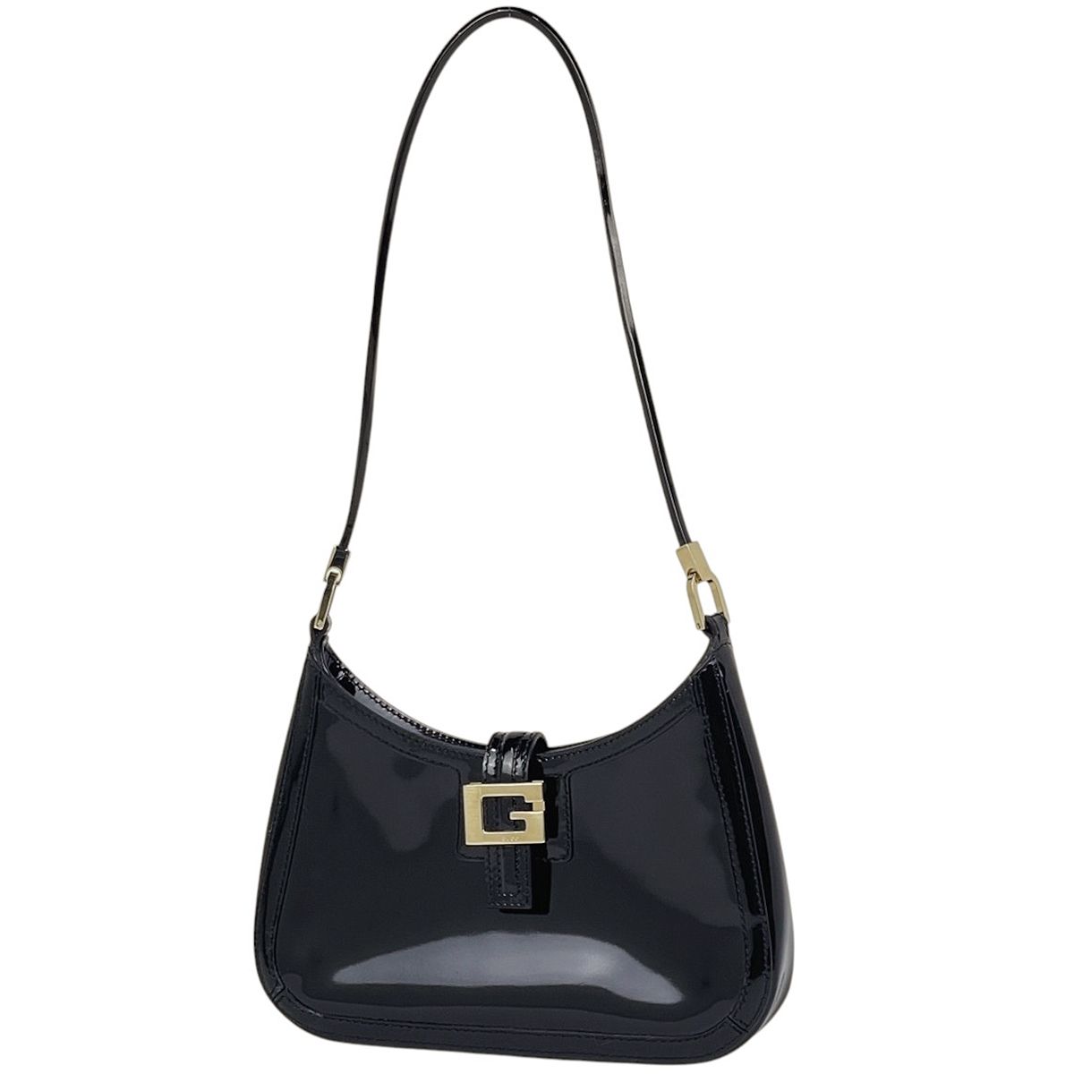 Gucci Shoulder Bag G Logo Patent Leather Black