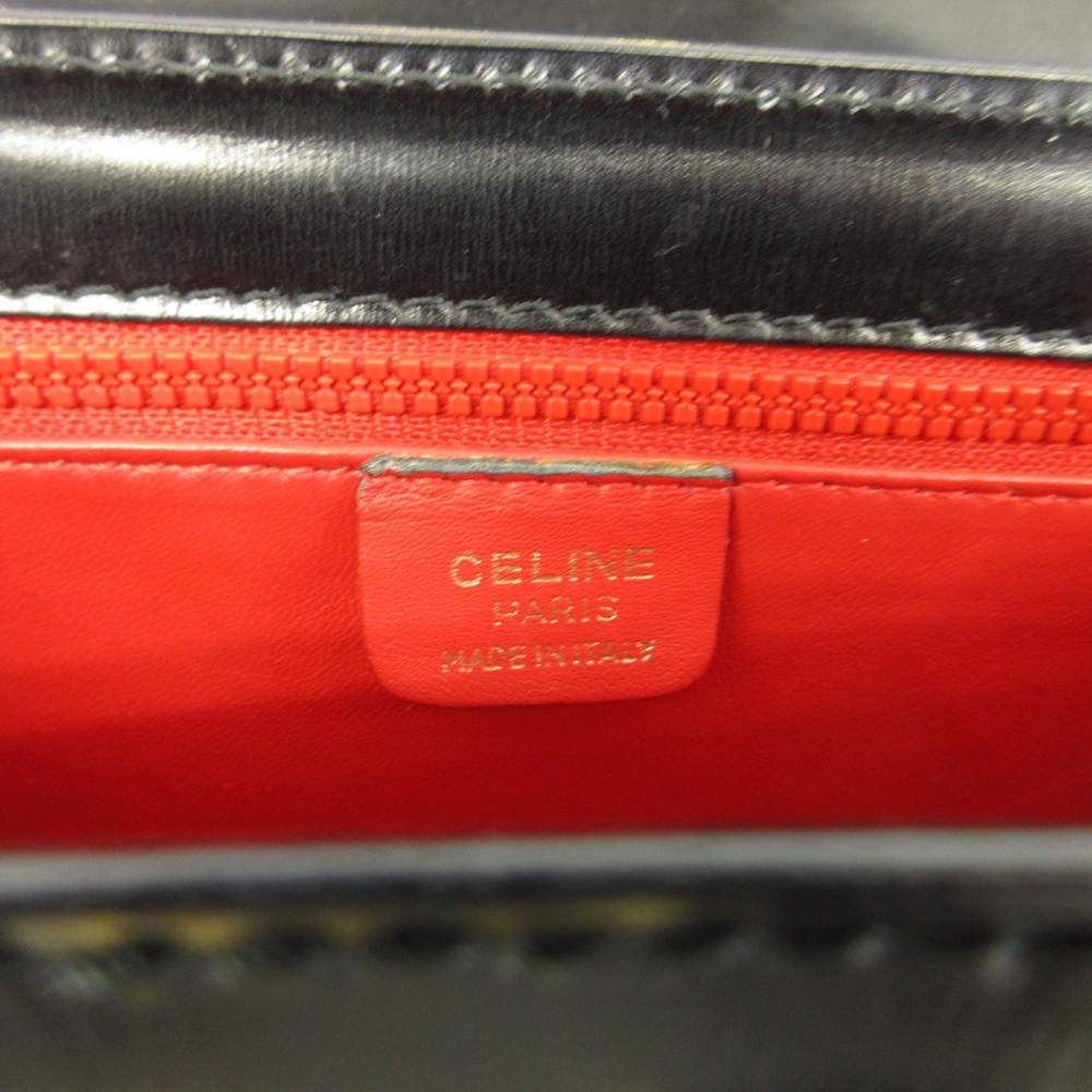 Celine Vintage Handbag Shoulder 2-Way Leather One Handle Turnlock Logo Gold — view 4