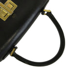 Celine Vintage Handbag Shoulder 2-Way Leather One Handle Turnlock Logo Gold — view 7