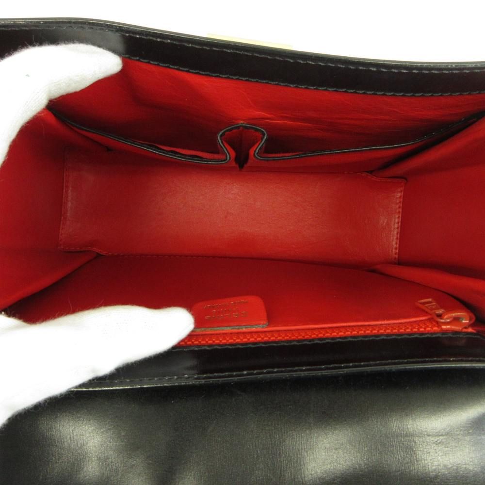 Celine Vintage Handbag Shoulder 2-Way Leather One Handle Turnlock Logo Gold — view 3