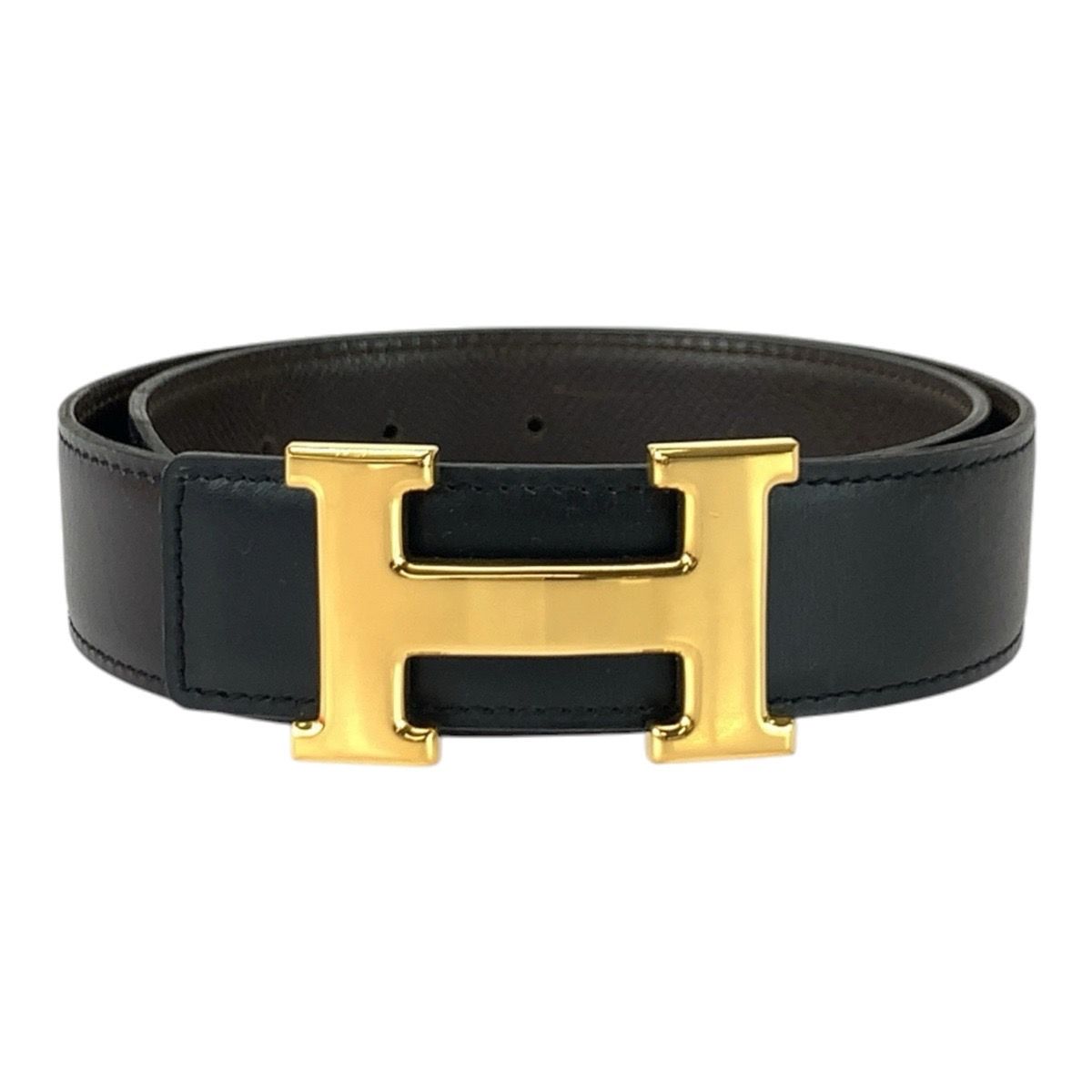 Hermes Constance H Buckle Reversible 65 Noir Black Brown Belt