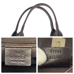 Gucci Dark Brown Silver GG Canvas Leather Tote Bag — view 3