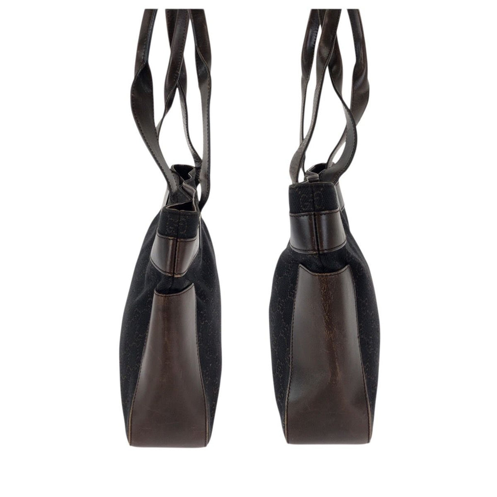Gucci Dark Brown Silver GG Canvas Leather Tote Bag — view 8