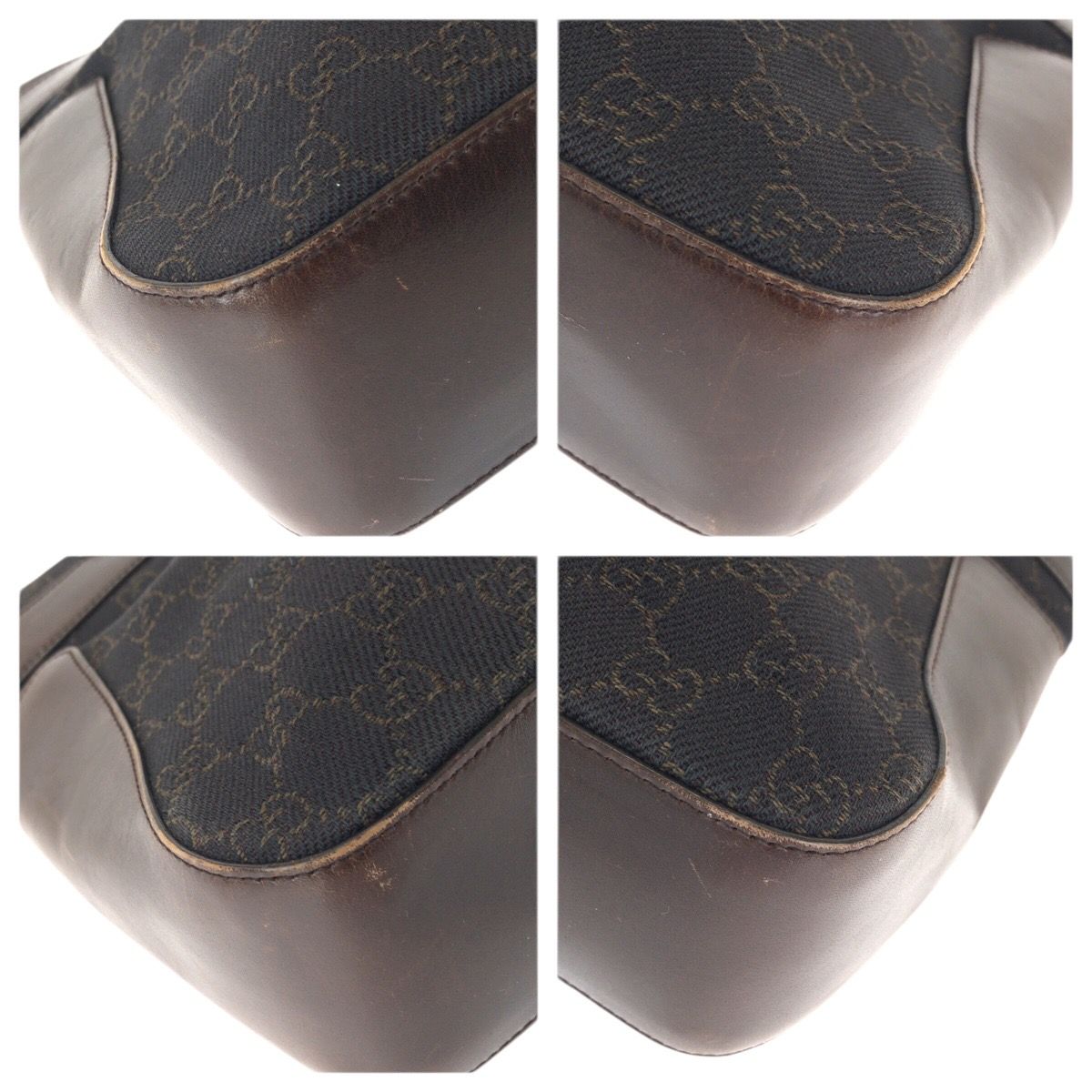 Gucci Dark Brown Silver GG Canvas Leather Tote Bag — view 4