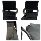 Gucci Black Silver GG Canvas Leather Shoulder Bag — view 5