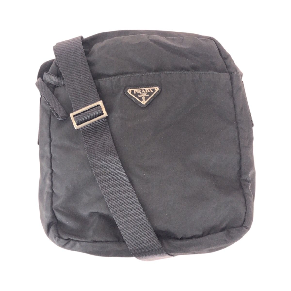 Prada Tessuto Black Silver Nylon Shoulder Bag Pochette