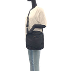 Prada Tessuto Black Silver Nylon Shoulder Bag Pochette — view 6