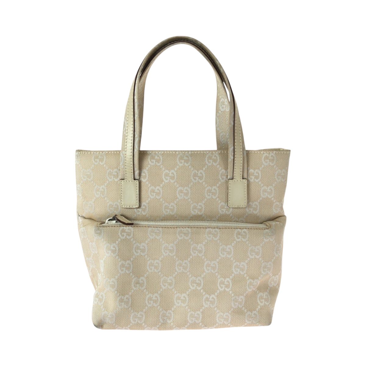 Gucci Beige GG Canvas Leather Tote Bag
