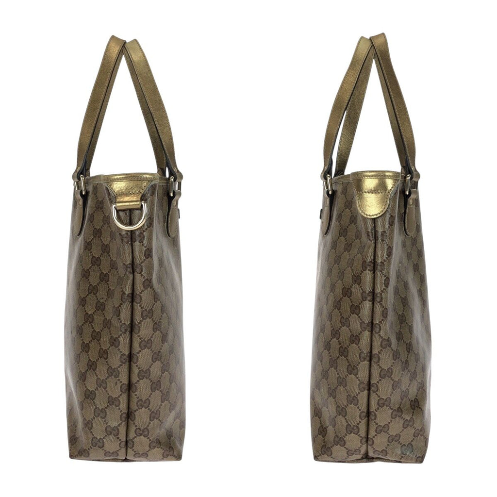 Gucci GG Crystal Beige Gold Tote Shoulder Bag — view 8