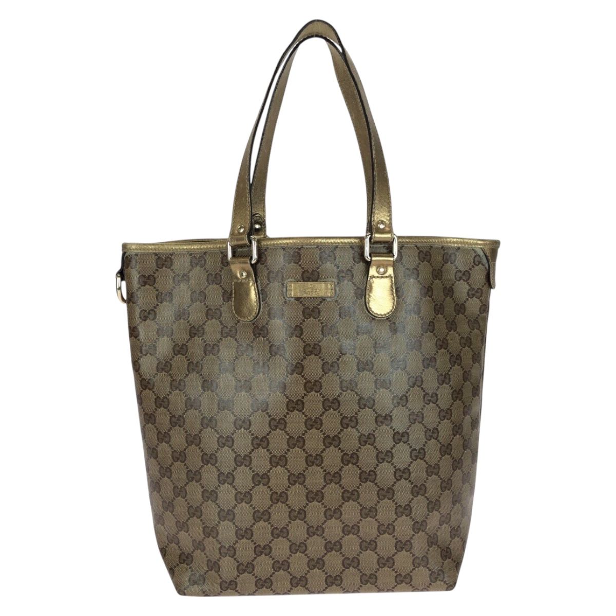 Gucci GG Crystal Beige Gold Tote Shoulder Bag