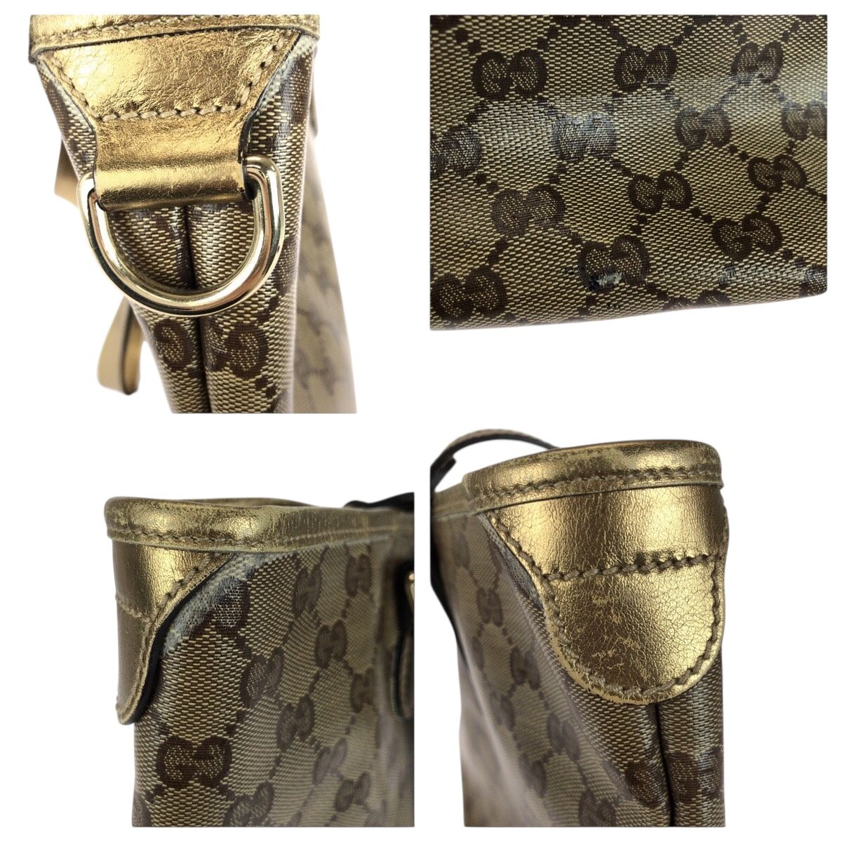 Gucci GG Crystal Beige Gold Tote Shoulder Bag — view 6