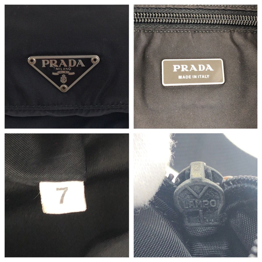 Prada Tessuto Black Silver Nylon Shoulder Bag — view 3