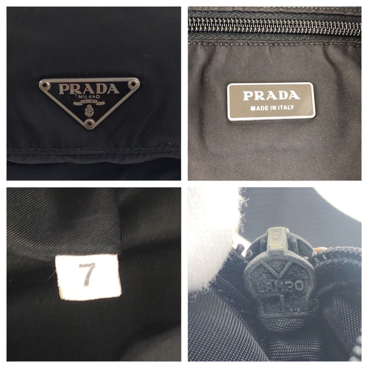 Prada Tessuto Black Silver Nylon Shoulder Bag — view 3