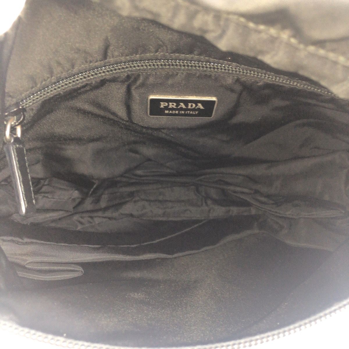Prada Tessuto Black Silver Nylon Shoulder Bag — view 8