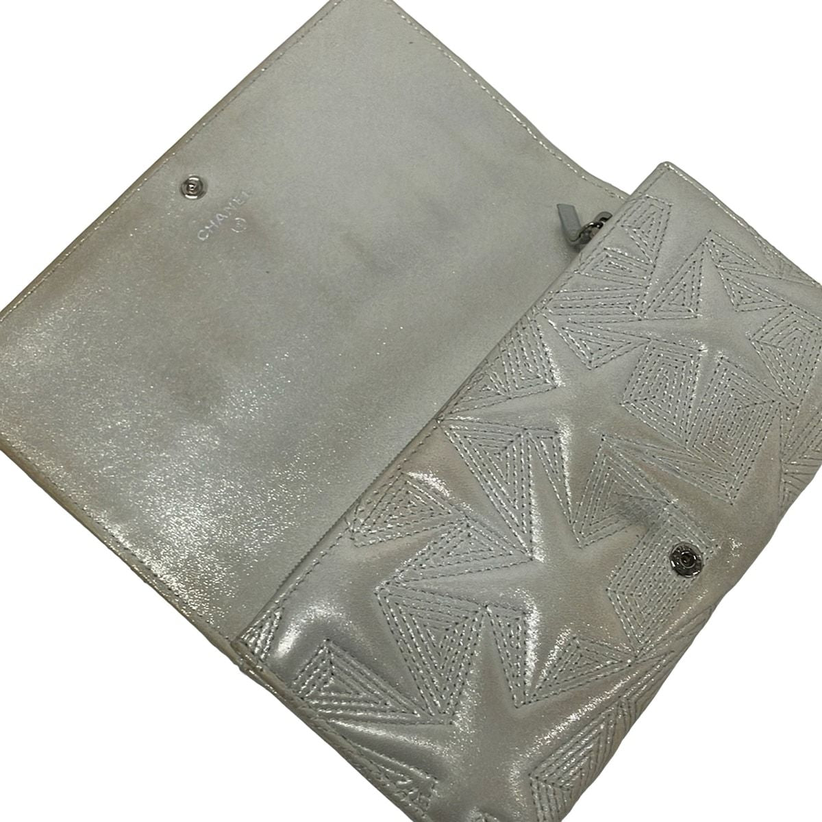 Chanel Wallet Silver CC Logo Star Glitter Lambskin — view 3