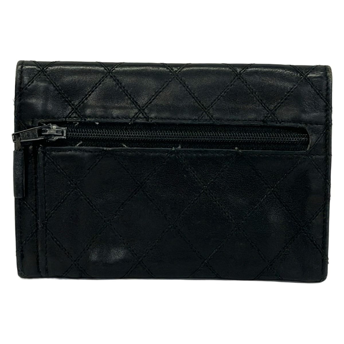 Chanel Bifold Wallet Bicolor Black CC Logo Silver Leather — view 2
